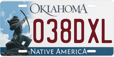 OK license plate 038DXL