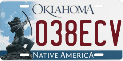 OK license plate 038ECV