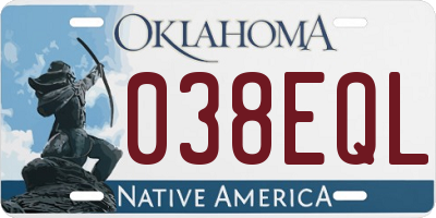 OK license plate 038EQL