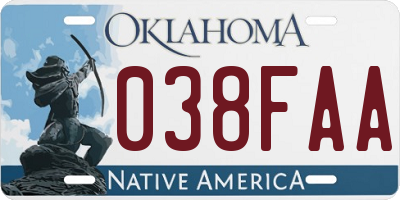 OK license plate 038FAA