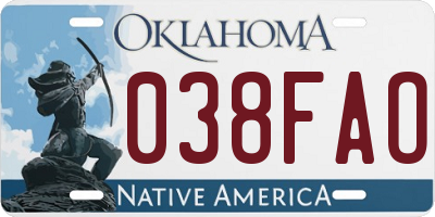OK license plate 038FAO