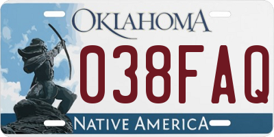 OK license plate 038FAQ