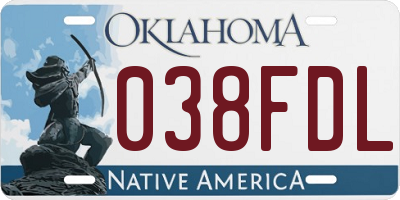 OK license plate 038FDL
