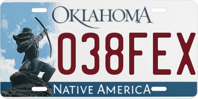 OK license plate 038FEX