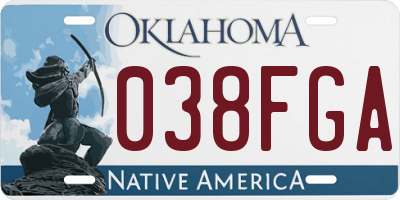 OK license plate 038FGA