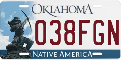 OK license plate 038FGN