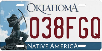 OK license plate 038FGQ