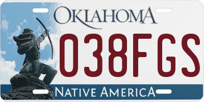 OK license plate 038FGS