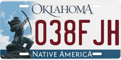 OK license plate 038FJH