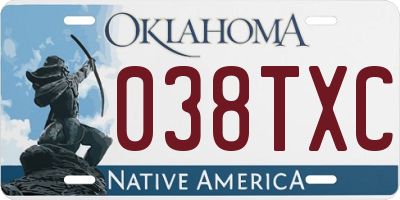OK license plate 038TXC