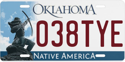 OK license plate 038TYE