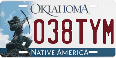 OK license plate 038TYM
