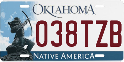 OK license plate 038TZB