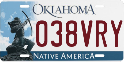 OK license plate 038VRY