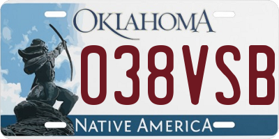 OK license plate 038VSB