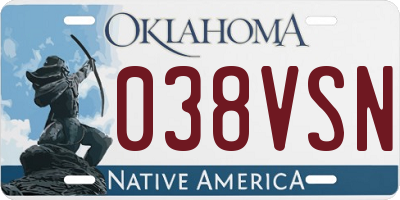OK license plate 038VSN