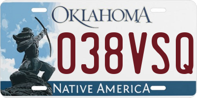 OK license plate 038VSQ