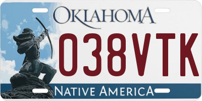 OK license plate 038VTK