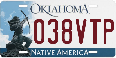 OK license plate 038VTP
