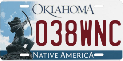 OK license plate 038WNC