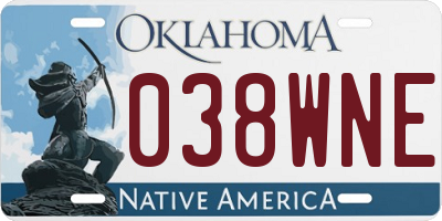OK license plate 038WNE