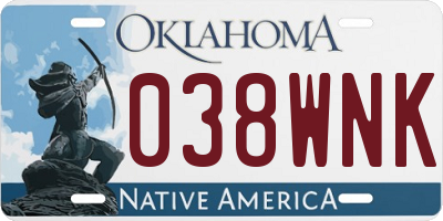 OK license plate 038WNK