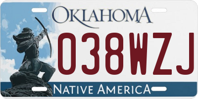 OK license plate 038WZJ