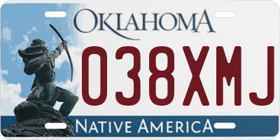 OK license plate 038XMJ