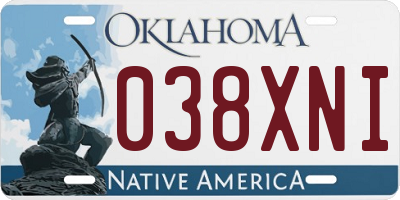 OK license plate 038XNI