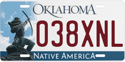 OK license plate 038XNL