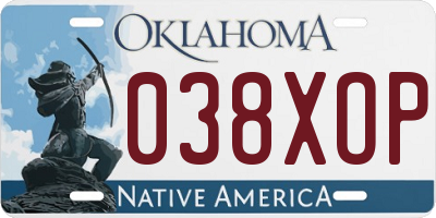 OK license plate 038XOP