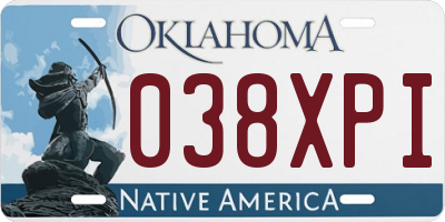 OK license plate 038XPI