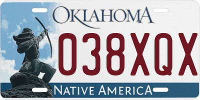 OK license plate 038XQX