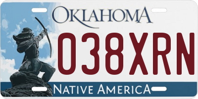 OK license plate 038XRN