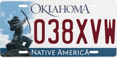 OK license plate 038XVW