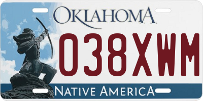 OK license plate 038XWM