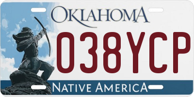 OK license plate 038YCP
