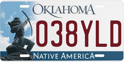 OK license plate 038YLD