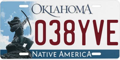 OK license plate 038YVE
