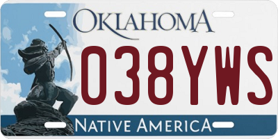 OK license plate 038YWS