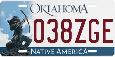OK license plate 038ZGE