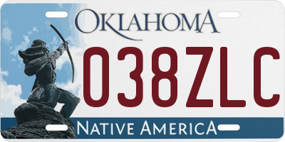 OK license plate 038ZLC