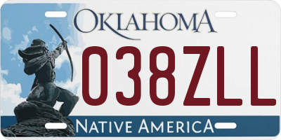 OK license plate 038ZLL