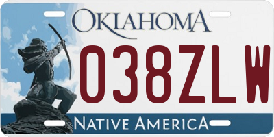 OK license plate 038ZLW