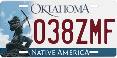 OK license plate 038ZMF