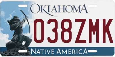 OK license plate 038ZMK