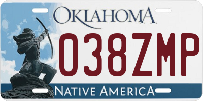 OK license plate 038ZMP
