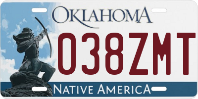 OK license plate 038ZMT