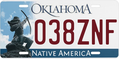 OK license plate 038ZNF