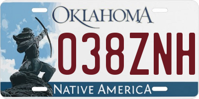 OK license plate 038ZNH